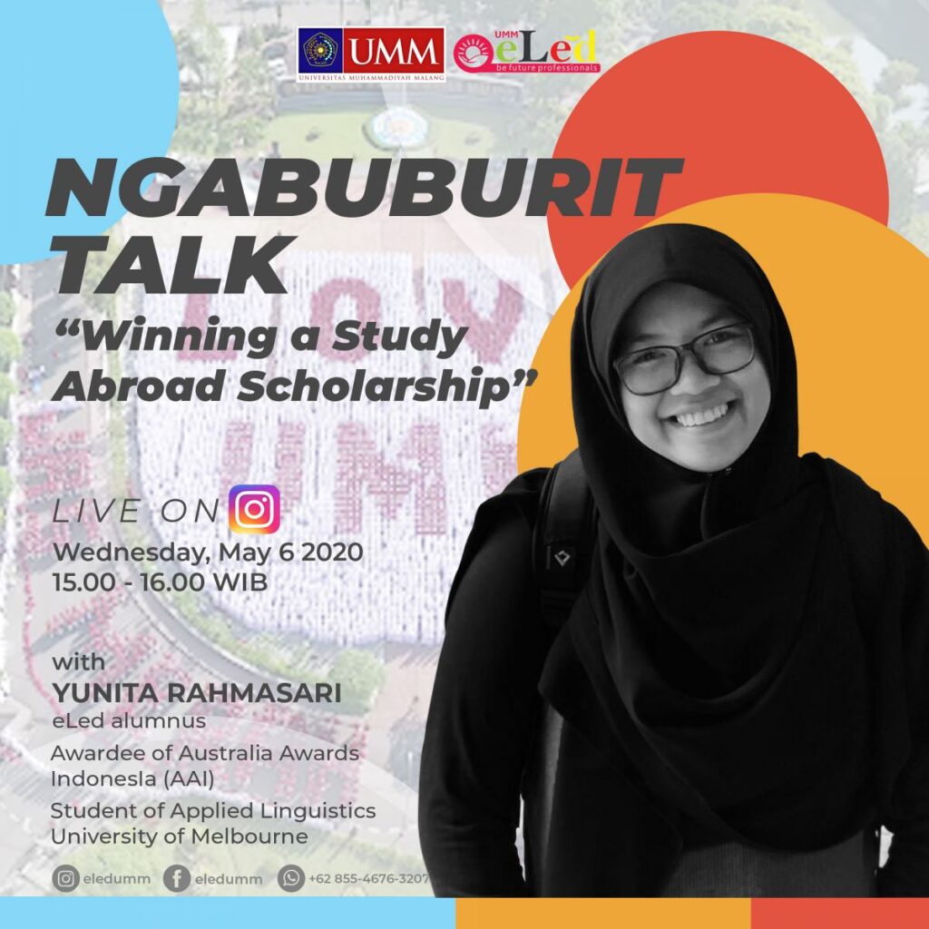 Flyer acara ngabuburit talk dengan narasumber Yunita Rahmasari, penerima beasiswa AAI.